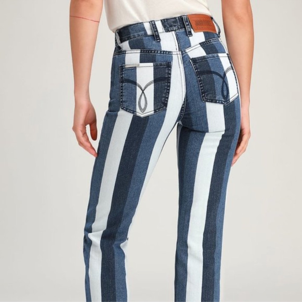 Jordache Blue Multi Stripe High-Waisted Jeans